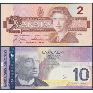 Kanada, 2 dolary 1986 a 10 dolarů 2005 (2ks)