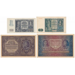 Polnische Marken 1919-1920 und Besatzungsbanknoten (4 St.)