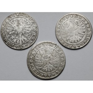 Sliezsko, Ludwig a Christian, 15 krajcars 1660-1664 - sada (3ks)