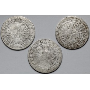Slezsko, Jiří, Ludvík a Leopold, 15 krajcarů 1662-1664 - sada (3ks)