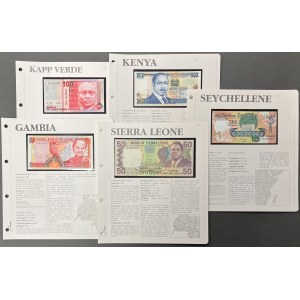 Keňa, Kapverdy, Gambia, Sierra Leone a Seychely - sada bankoviek (5 ks)