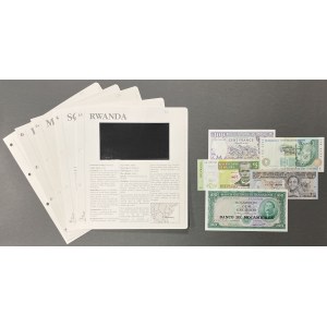 Malawi, Etiopie, Rwanda, Mosambik a Jihoafrická republika - sada bankovek (5 ks)