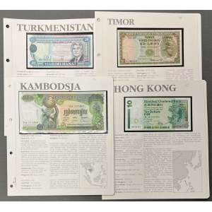 Timor, Turkménsko, Hongkong, Kambodža - sada bankoviek (4ks)