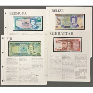 Bermudy, Fidżi, Gibraltar i Belize - zestaw banknotów (4szt)