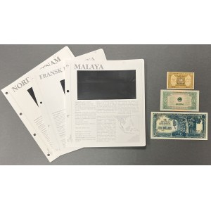 Malezja, Indochiny Francuskie i Północny Wietnam - zestaw banknotów (3szt)