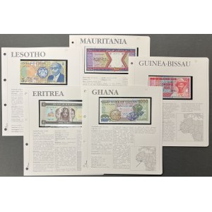 Erytrea, Ghana, Lesotho, Mauretania i Gwinea Bissau - zestaw banknotów (5szt)