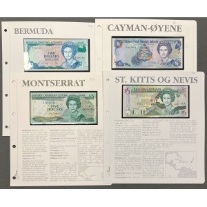 Bermudy, Kajmanské ostrovy, Montserrat a Svätý Krištof a Nevis - sada bankoviek (4 ks)