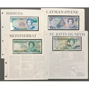 Bermudy, Kajmanské ostrovy, Montserrat a Svatý Kryštof a Nevis - sada bankovek (4 ks)