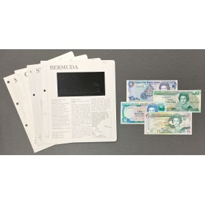 Bermudy, Kajmanské ostrovy, Montserrat a Svätý Krištof a Nevis - sada bankoviek (4 ks)