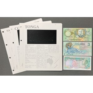 Tonga, Wyspy Cooka i Wyspy Świętego Tomasza i Książęca Kraj, Afryka Środkowa - zestaw banknotów (3szt)