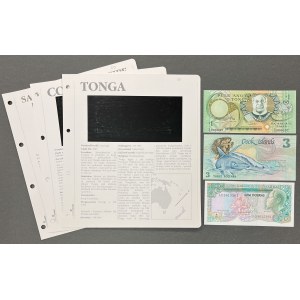Tonga, Cookovy ostrovy a Svatý Tomáš a Princův ostrov, střední Afrika - sada bankovek (3ks)