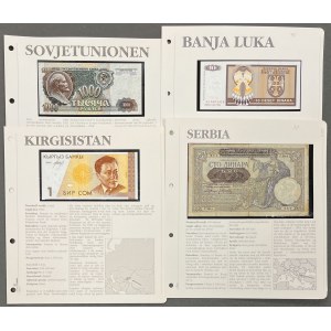 Serbien, Bosnien und Herzegowina, Kirgisistan und UdSSR - Banknotensatz (4 Stück)