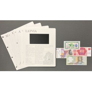 Sada bankoviek Albánska, Lotyšska, Ukrajiny a Slovinska (4 ks)