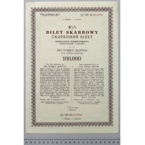 3.5% Bilet Skarbowy Generalna Gubernia, Em.10 Litera HH - 100.000 zł 1943