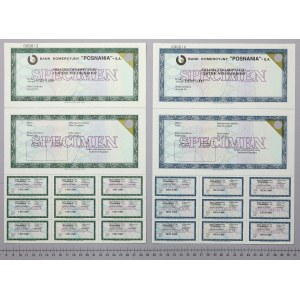 Obchodná banka POSNANIA, vkladový certifikát, SPECIMEN 5 000 USD a 5 000 DEM (2ks)