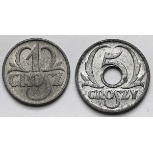 Generalna Gubernia, 1-5 groszy 1939 - zestaw (2szt)