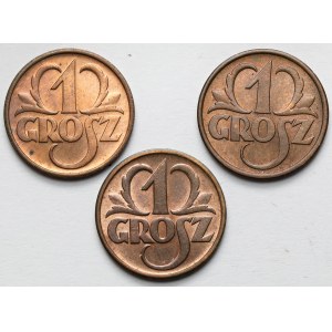 1 cent 1936-1938 - sada (3ks)