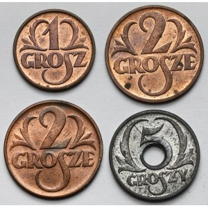 1-5 groszy 1937-1939 - zestaw (4szt)