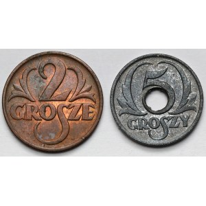 2-5 haléřů 1938-1939 - sada (2ks)