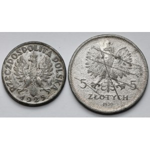 2 złote 1925 i 5 złotych 1930 - Falsyfikaty z epoki