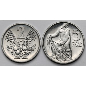 2 złote 1970 Jagody i 5 złotych 1959 - zestaw (2szt)