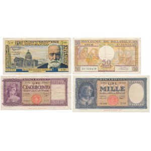 Italy, Belgium & France - banknotes lot (4pcs)