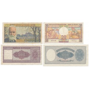 Italy, Belgium & France - banknotes lot (4pcs)