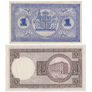 Island, 1 koruna 1941 a 5 korún 1928 (2ks)