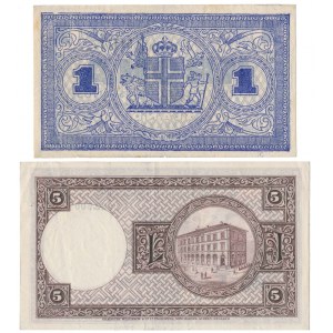 Island, 1 Kronur 1941 und 5 Kronur 1928 (2Stück)