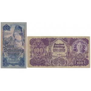 Rakúsko, 100 šilingov 1927 a 10 šilingov 1933 (2ks)