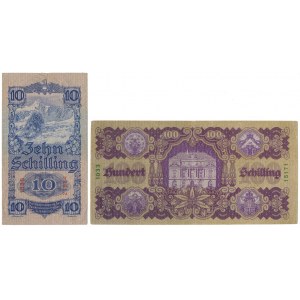 Rakúsko, 100 šilingov 1927 a 10 šilingov 1933 (2ks)
