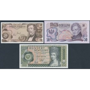 Rakúsko, 20, 50 a 100 šilingov 1967-1970 (3ks)