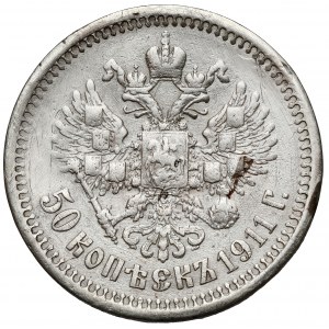Rusko, Mikuláš II, 50 kopějek 1911 EB, Petrohrad