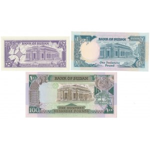 Sudan, 25 Piastres, 1 & 100 Pounds ND (3pcs)