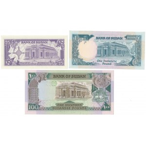 Sudán, 25 piastier, 1 a 100 libier ND (3 ks)