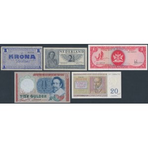 Belgium, Netherlands, Island & Trynidad i Tabago - banknotes lot (5pcs)