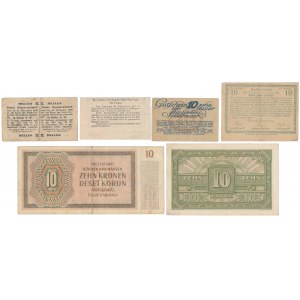 Rakousko a Protektorát Čechy a Morava - sada bankovek (6 kusů)