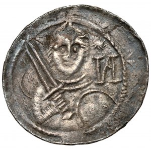Ladislaus II. der Verbannte, Denar - Fürst und Bischof - Mondsichel und И*