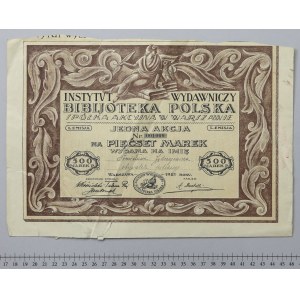 Instytut Wydawniczy BIBLJOTEKA POLSKA, Em.1, 500 mkp 1921 - imienna