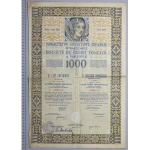Varšava, TKZ, zástavní list 1 000 franků 1929