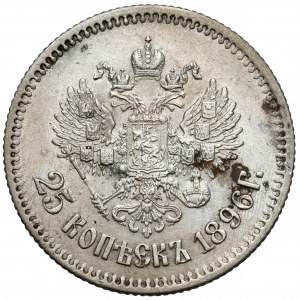 Rusko, Mikuláš II, 25 kopějek 1896, Petrohrad