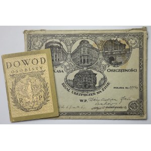 Občanský průkaz/pas z roku 1923 + obálka Poštovní spořitelny