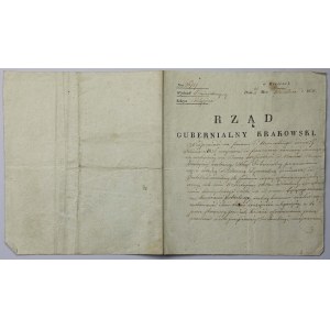 Krakovské gubernium, list z roku 1838