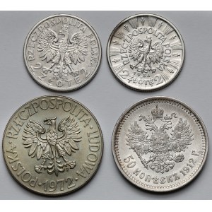 2-10 złotych i 50 kopiejek 1912-1972 - zestaw (4szt)