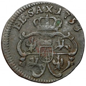 August III Sas, Szeląg Grünthal 1753 - bez znaku