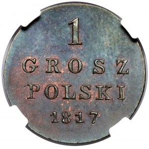 1 grosz polski 1817 IB - nowe bicie Warszawa - RZADKOŚĆ