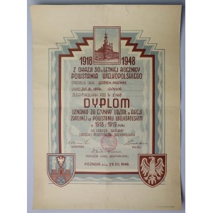 PRL, Dyplom z okazji 30-lecia Powstania Wielkopolskiego 1948