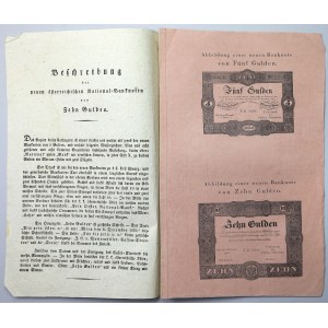 Rakousko, Formuláře 5 guldenů 1833 a 10 guldenů 1834 s kruhovým oběžníkem