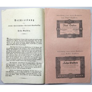 Austria, Formularze 5 Guldenów 1833 i 10 Guldenów 1834 z cyrkularzem