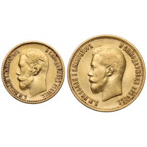 Rusko, Mikuláš II, 5 rubľov 1898 a 10 rubľov 1899 AG - sada (2ks)